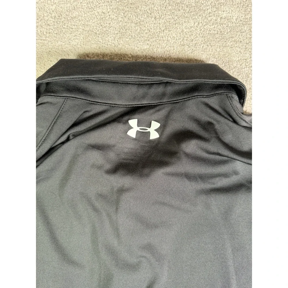 Under Armour Playoff Polo Men M Black Green Colorblock Loose HeatGear Golf Shirt